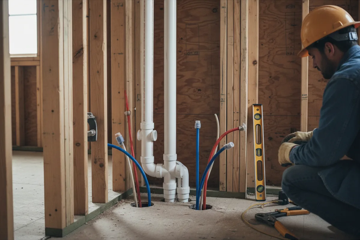 Drain and supply rough-in during Toilet Repair and Installation in Riverside
